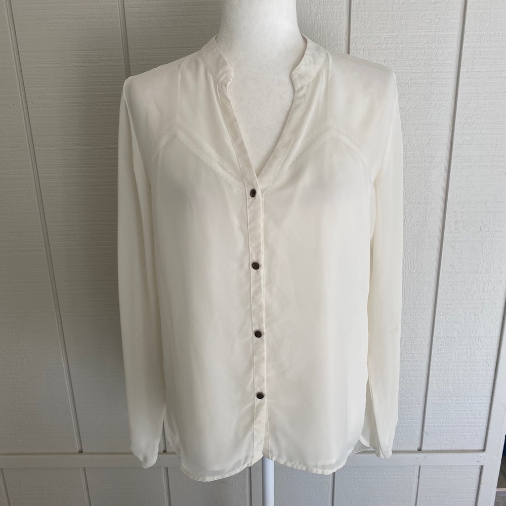 Peek A Boo White Long Sleeve Blouse